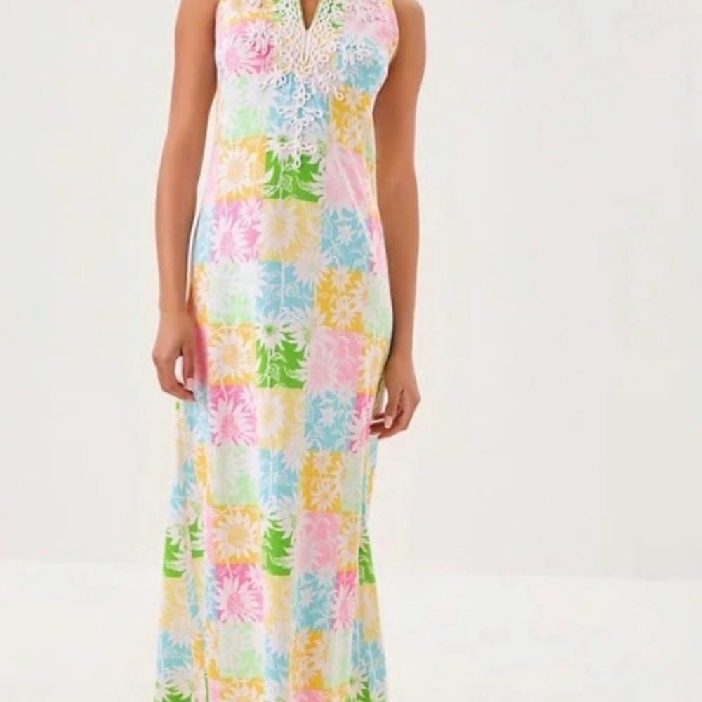 NWT LILLY PULITZER Maxi Raina Sleeveless Pastel Patchwork Dress small - Picture 2 of 8